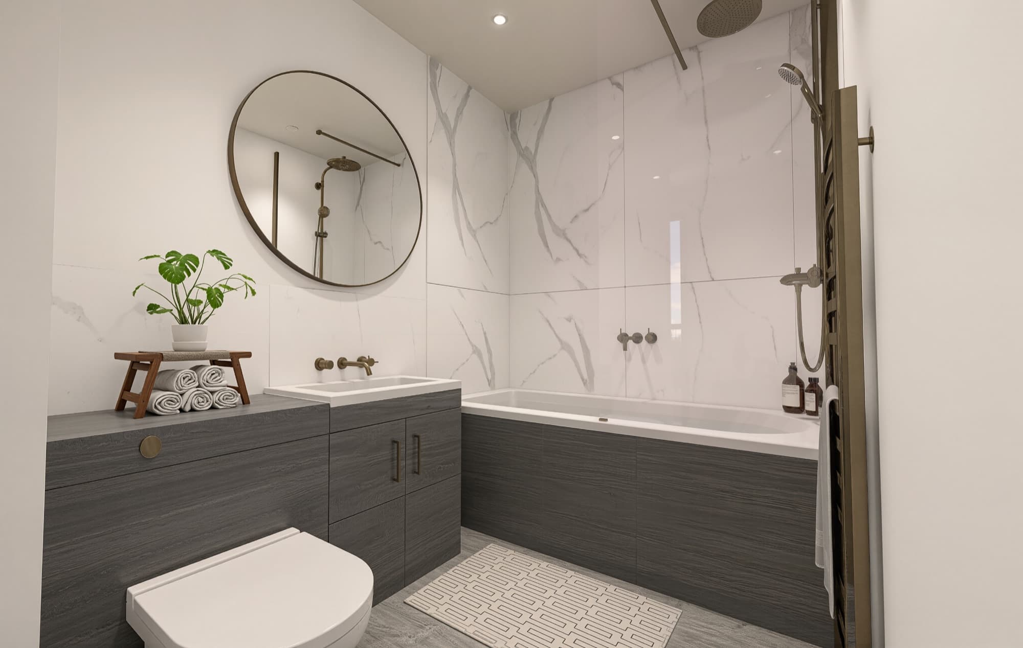 Monument View apartment family bathroom CGI